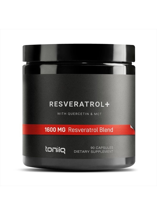 Toniiq - 1600mg Resveratrol Blend - Ultra High Purity and 3rd Party Tested - with MCT Oil for Added Bioavailability - Optimal NAD Supplement - Image 1