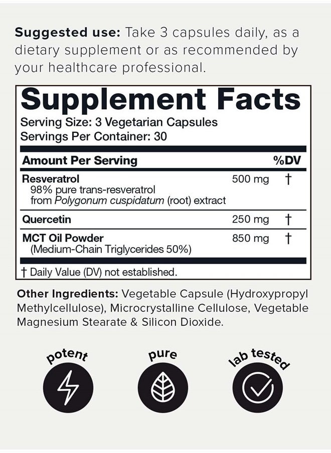 Toniiq - 1600mg Resveratrol Blend - Ultra High Purity and 3rd Party Tested - with MCT Oil for Added Bioavailability - Optimal NAD Supplement - Image 1