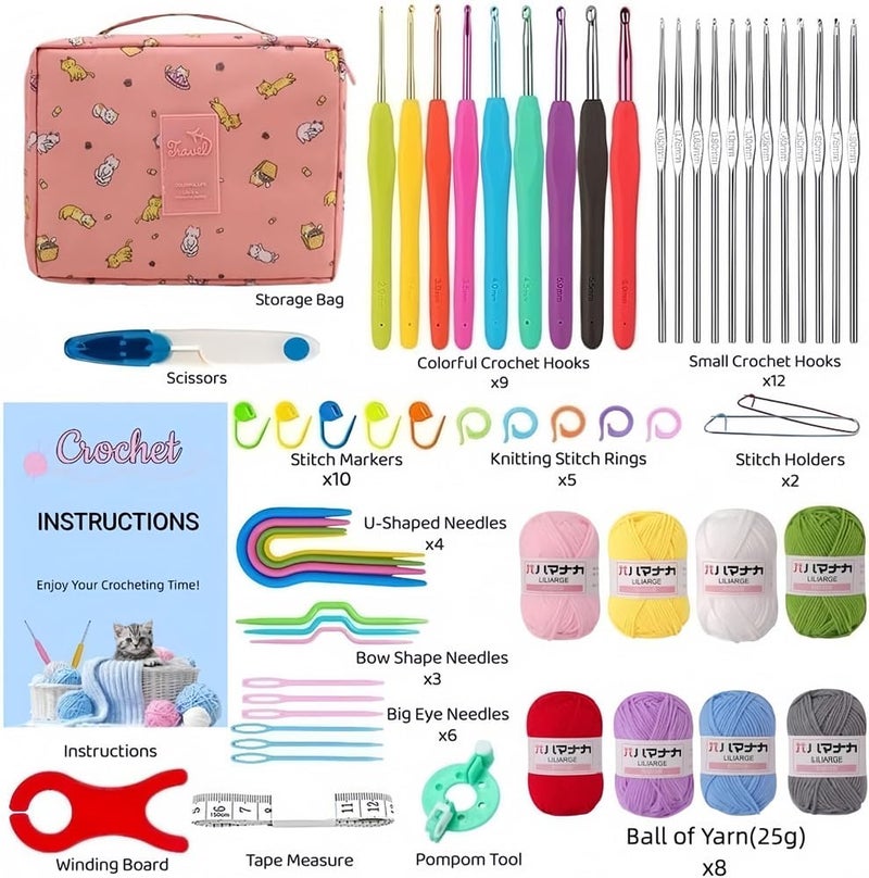 Zicalso Crochet Kit For Beginners With Yarn  Ergonomic Hooks  8 Colors  Complete Starter Kit For Adults & Kids  Perfect Diy Gift - Image 2