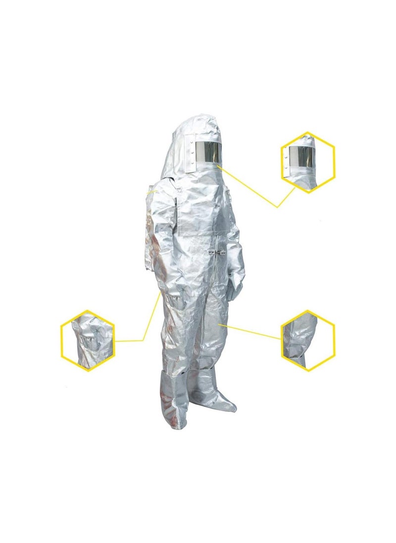 silvercnc - Heat Resistant Suit Fireproof Clothing, Anti Thermal Radiation 1000-1200 Degree Flameproof Coveralls, Composite Aluminium Foil Firefighter Uniform(XXL) - Image 1