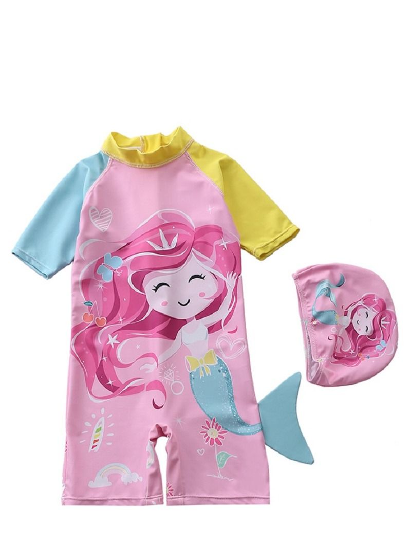 Y&D 2 piece children's swimsuit girl baby one piece surfing suit baby swimming pool girl swimsuit 70-80 cm