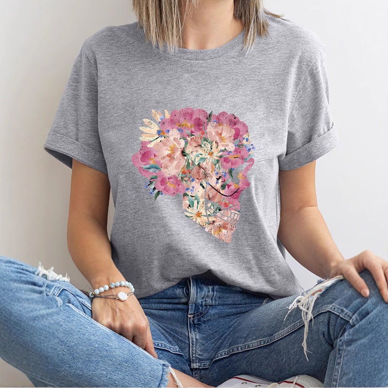 Independent Station Women'S Tops Round Neck Cartoon Printed Short-Sleeved T-Shirt-M - Image 2