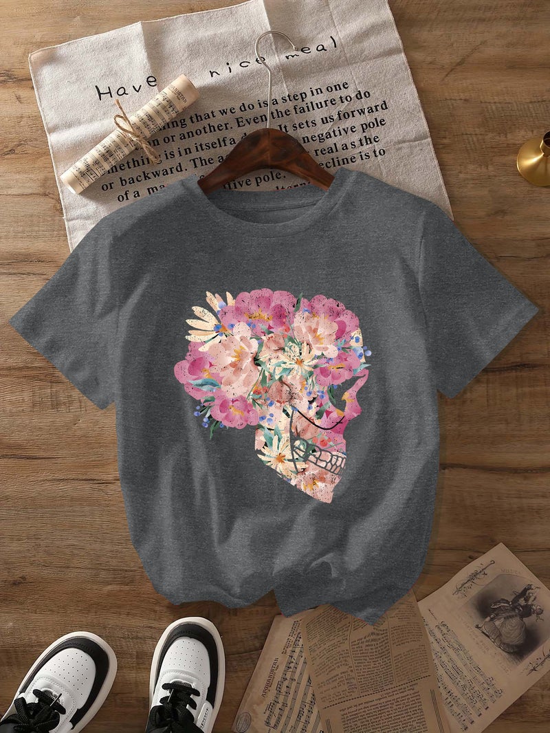 Independent Station Women'S Tops Round Neck Cartoon Printed Short-Sleeved T-Shirt-M - Image 1