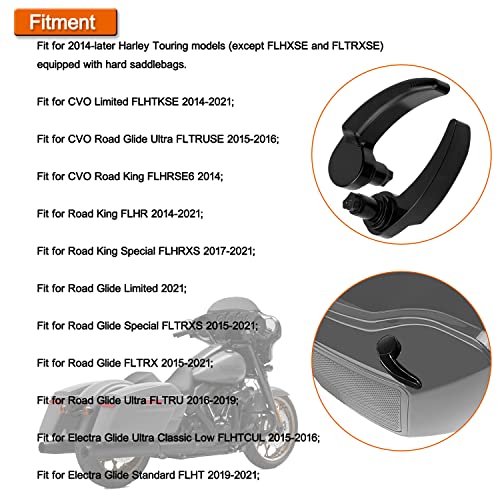 KOHUIPU رافعات غطاء حقيبة السرج KOHUIPU تناسب دراجات هارلي ديفيدسون تورينغ ستريت جلايد FLHR FLHT FLHX FLHTK 2014-2022 - Image 3
