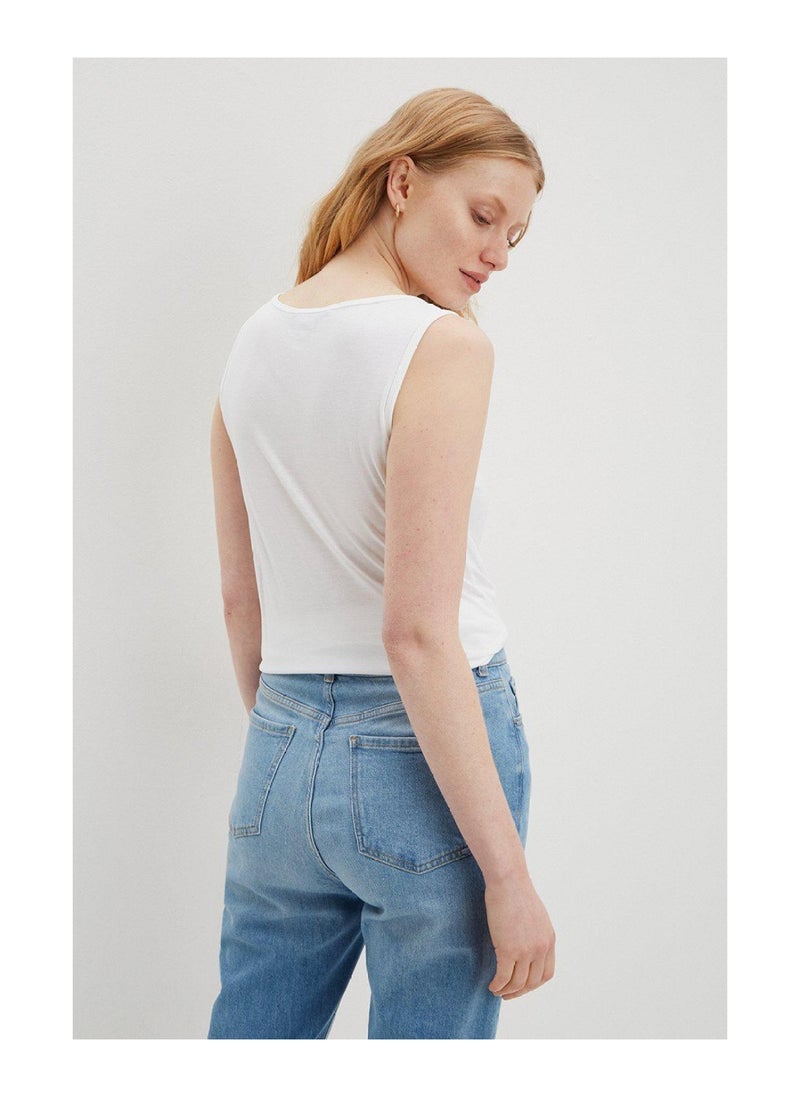 DOROTHY PERKINS - White Viscose Scoop Neck Vest - Image 1