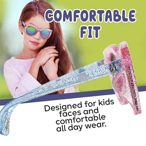 Sun-Staches Bluey Toddler Sunglasses - Arkaid Bluey Pink Glitter Cateye with Comfortable UV-Protective Bluey Sunglasses Toddler Size w/t Soft Carrying Case - Official Bluey Accessories & Bluey Gifts - Image 4