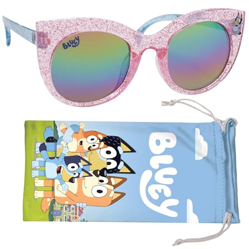 Sun-Staches Bluey Toddler Sunglasses - Arkaid Bluey Pink Glitter Cateye with Comfortable UV-Protective Bluey Sunglasses Toddler Size w/t Soft Carrying Case - Official Bluey Accessories & Bluey Gifts - Image 1