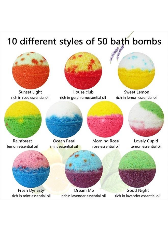 nagaliving Nagaliving Bath Bombs Gift Set, 50 Handmade Bulk Bath Bombs for Kids, Women, Men, Wonderful Fizz Effect Bath Gift for Valentine's Day, Christmas & Any Anniversaries  - Image 2