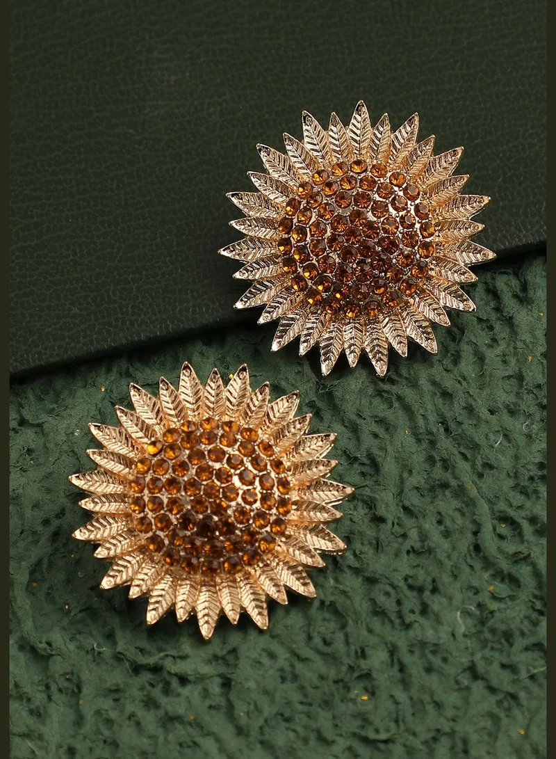 SOHI Gold Plated Party Designer Stone Stud For Women