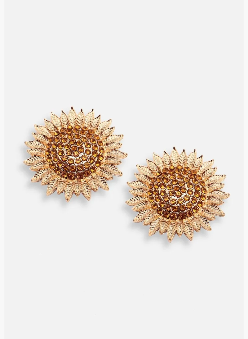 SOHI Gold Plated Party Designer Stone Stud For Women