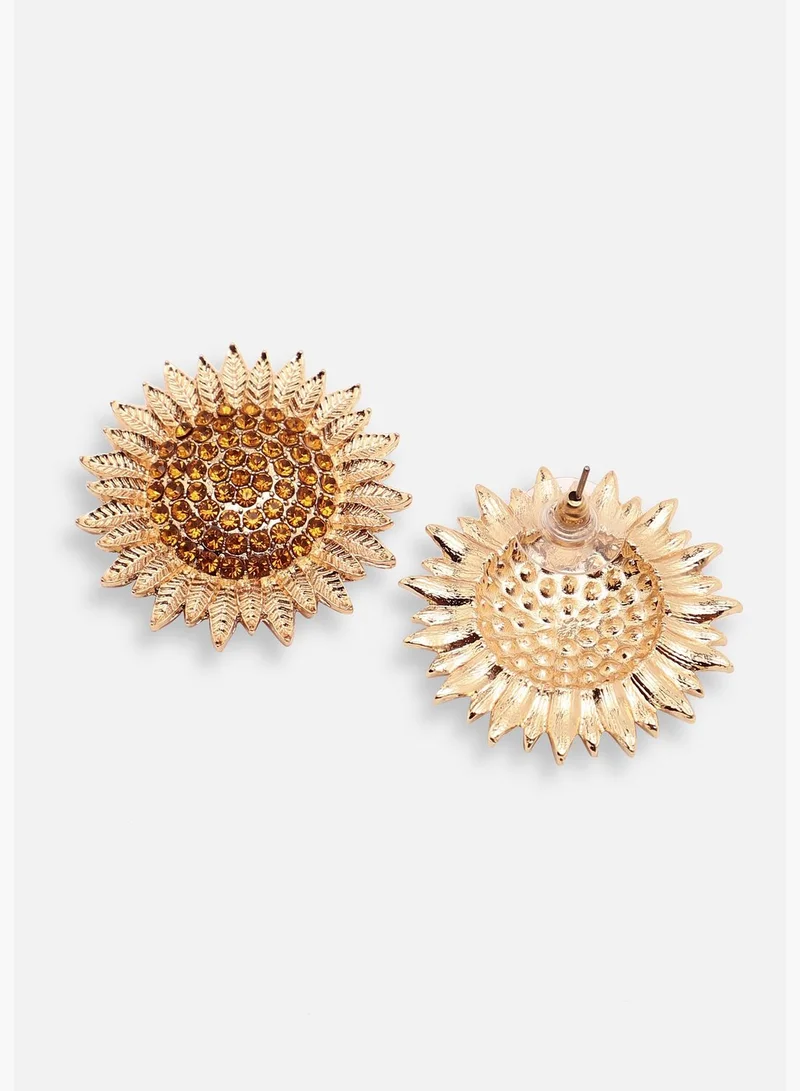SOHI Gold Plated Party Designer Stone Stud For Women