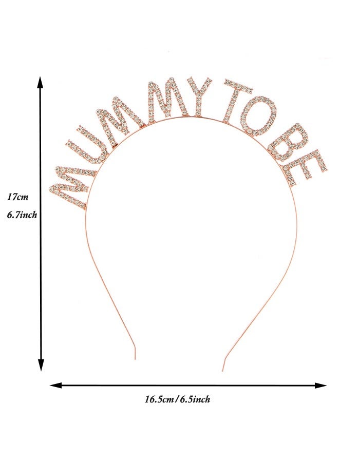 3-Piece Mommy to be Sash & Headband & Brooch Set, Mom to be Baby Shower Party Decorations, Mommy to be Crown/Sash/Pin, Maternity Gift for Her, for Gender Reveal and Baby Showers, Rose Gold - Image 2