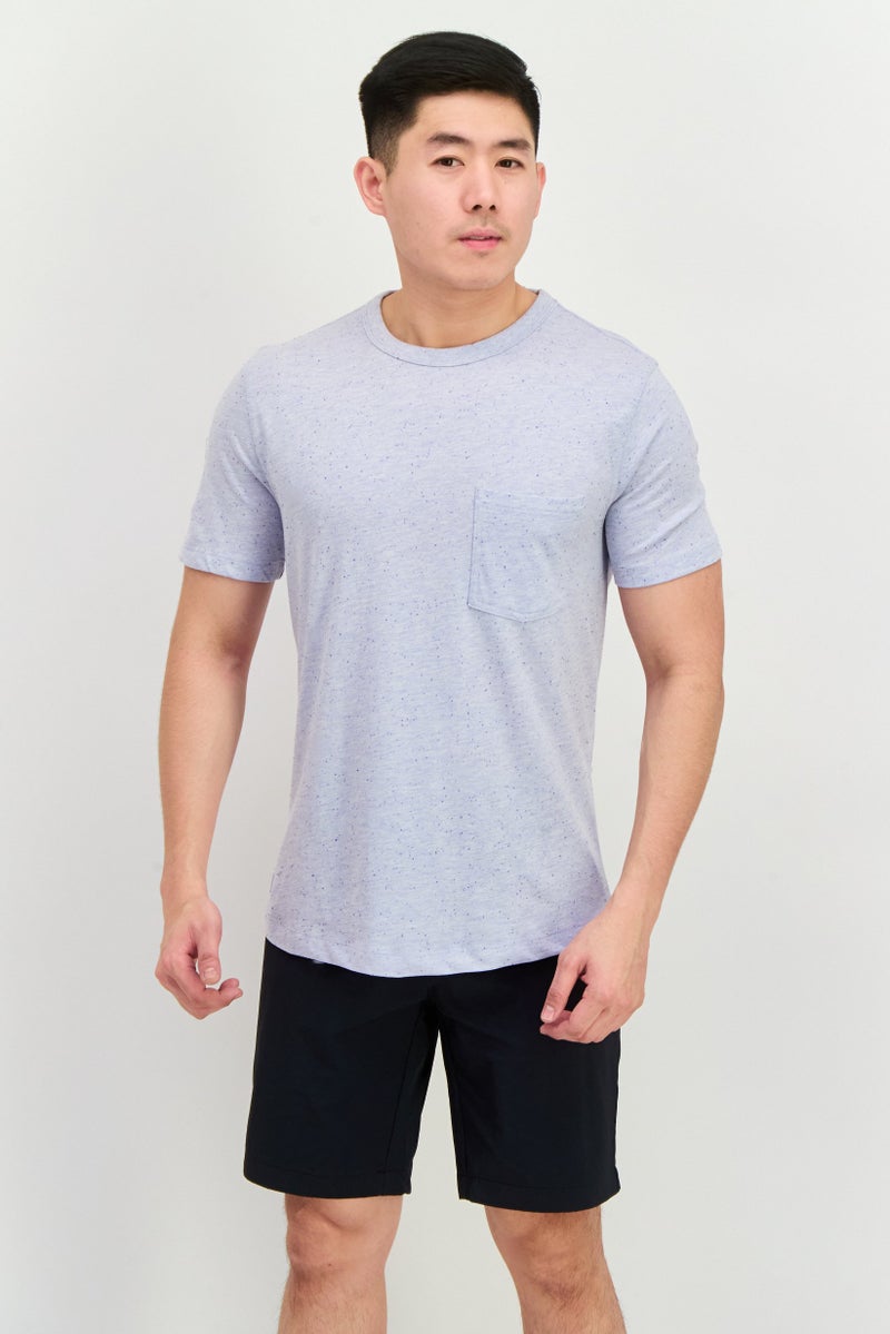 Project Essentials Men Crew Neck Short Sleeve Solid T Shirt, Light Blue - Image 1