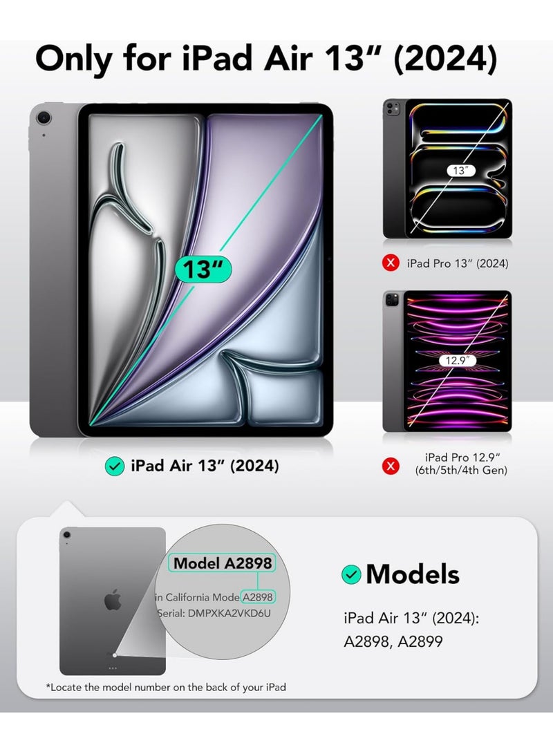 Captaintech Case For iPad Air 13 Inch Case M2(2024), iPad Air 13 Case with Pencil Holder,Powerful Magnetic Attachment, Slim Trifold Stand Case, Auto Wake/Sleep, Durable Protection For iPad Air 13 2024 - Image 2