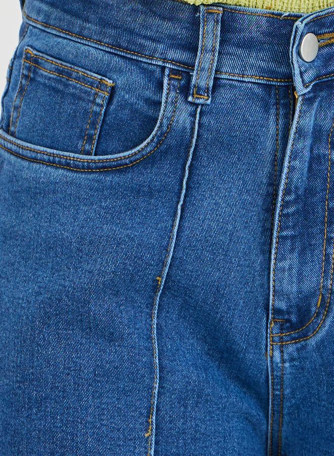 Styli Solid Wide Leg Jeans with Pintuck Detail - Image 3