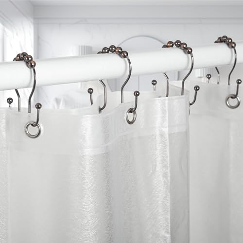 Goowin Shower Curtain Hooks, 12 Pcs Shower Curtain Rings, Stainless Steel Bronze Shower Curtain Hooks Rings Rust Proof, Balance Sliding Anti-Drop Double Shower Hooks for Shower Curtain Rod (Bronze) - Image 3