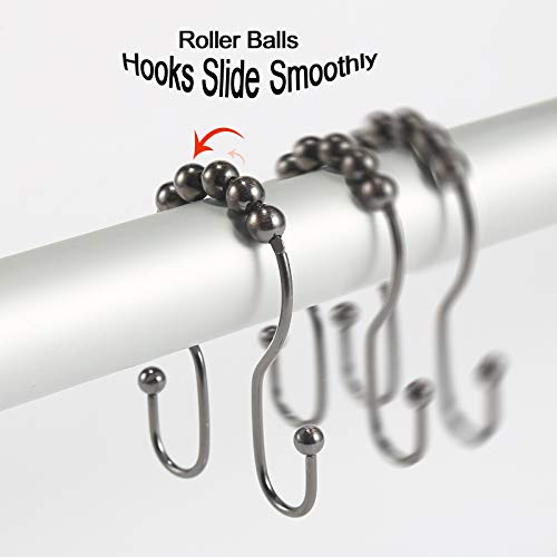 Goowin Shower Curtain Hooks, 12 Pcs Shower Curtain Rings, Stainless Steel Bronze Shower Curtain Hooks Rings Rust Proof, Balance Sliding Anti-Drop Double Shower Hooks for Shower Curtain Rod (Bronze) - Image 5