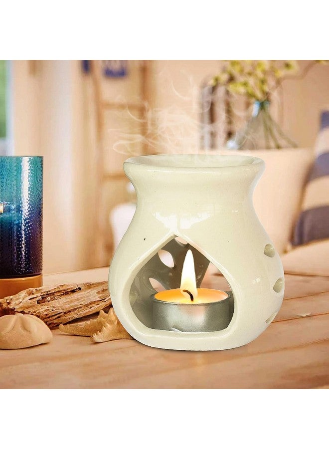 Pure Source India Ceramic Aroma Burner (Off-White), 3.5 x3.5 (PSIA97OFWT1TLTFBA) - Image 1