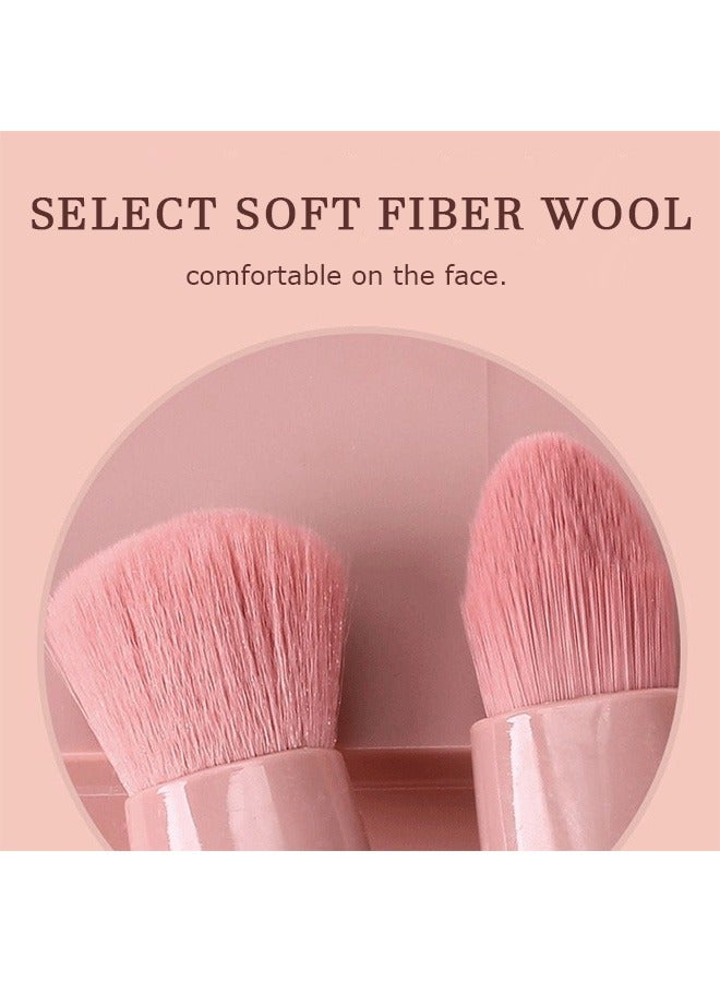 5Pcs Makeup Brush Set With Storage Box, Synthetic Bristle Professional Cosmetic Brush, Plastic Handle Mini Make Up Brushes (Pink) - Image 3