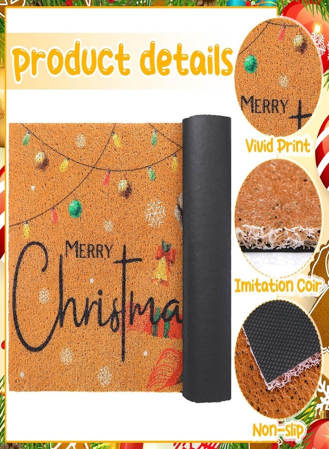 Drydiet Christmas Cat Welcome Door Mat 18 x 30 Inch Coir Doormat Merry Xmas Ball Farmhouse Floor Mats Door Rugs with Rubber Non Slip Backing for Home Front Floor(Red Cat Style) - Image 3