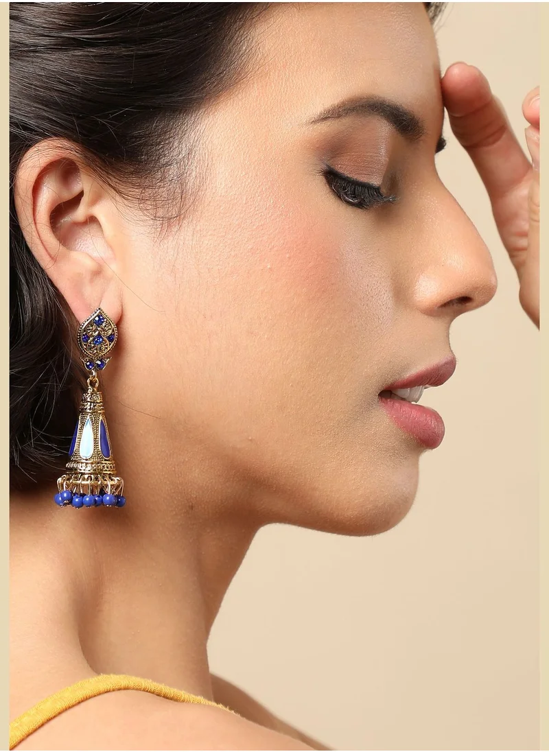 SOHI Gold Plated Designer Stone Drop Earring