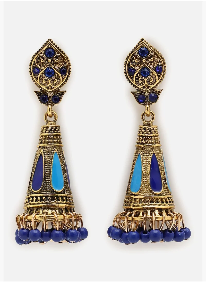 SOHI Gold Plated Designer Stone Drop Earring