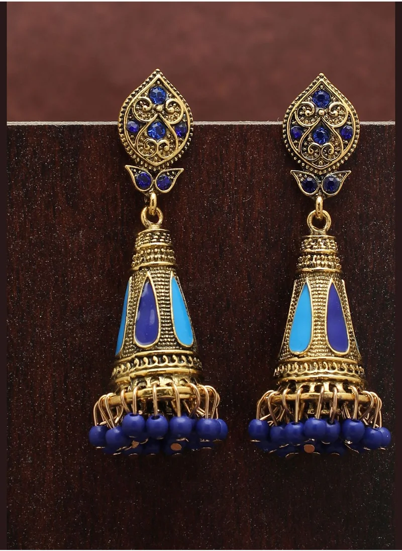 SOHI Gold Plated Designer Stone Drop Earring