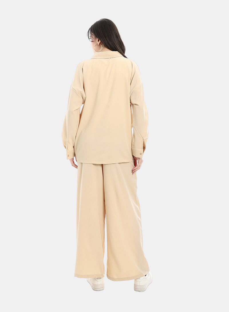 Andora Casual Suit For Woman - Beige - Image 3