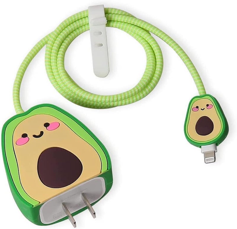ZedGear Premium iPhone Avocado Charger Protector Cute Design for iPhone Avocado Adapter Compatible with 18W & 20W Charger Full Protection Data Cable Case - Image 1