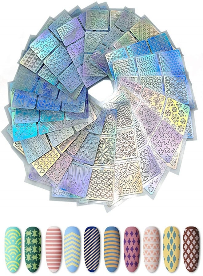 Careflection 144 Pieces - 24 Sheets - 72 Different Designs Cute Easy Nail Art Stencil Sticker Adhesive Salon Vinyls Ping Printing Image Stamps Guide Decorative Manic - Image 1