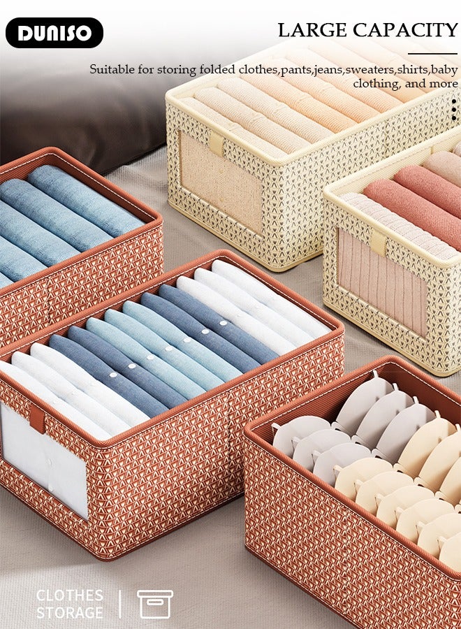 DUNISO 3 PCS Wardrobe Clothes Organizer, Foldable Drawer Closet Organizers with Mesh Window and Handle, Washable Closet Storage Basket Bins, Stackable Closet Storage Organizer, Fabric Storage Boxes for Clothing, Jeans, Bras, Leggings, Sweaters  - Image 5