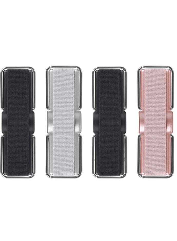 4 Pcs Phone Finger Holder Back of Phone Grip with Stand Compatible with iPhone Samsung and Most Smartphones(Black Black Silver Rose Gold 4PCS) - Image 1