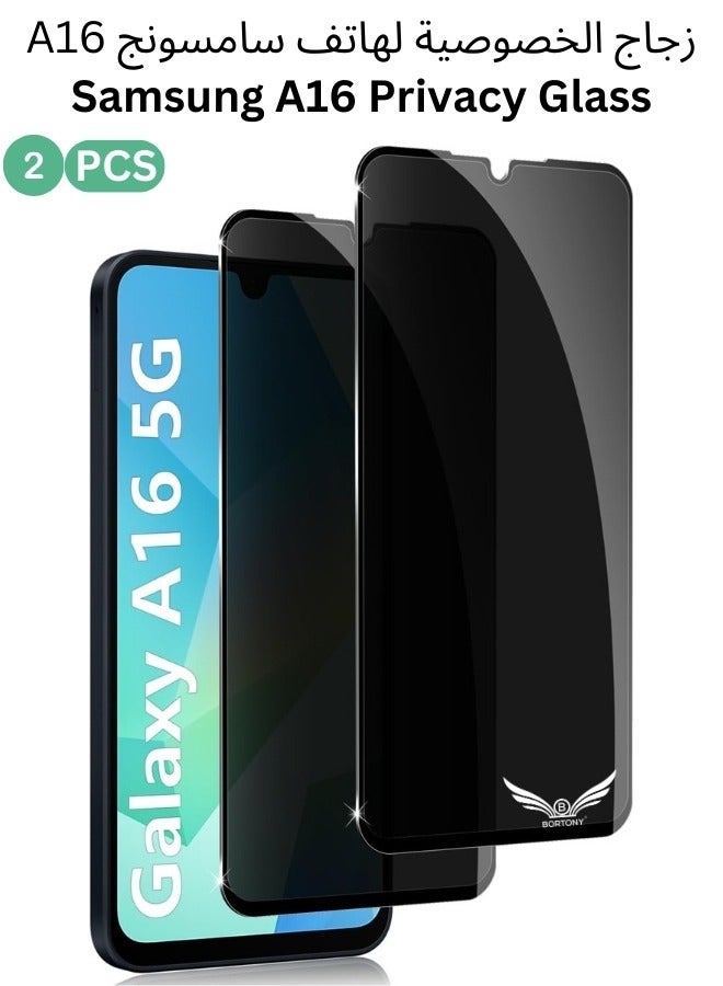 BORTONY Samsung Galaxy A16 Privacy Screen Protector Anti-Spy Pack of 2 Tempered Glass Privacy Screen 9H Hardness Easy to Install Compatible with Samsung Galaxy A16 4G/5G - Image 1