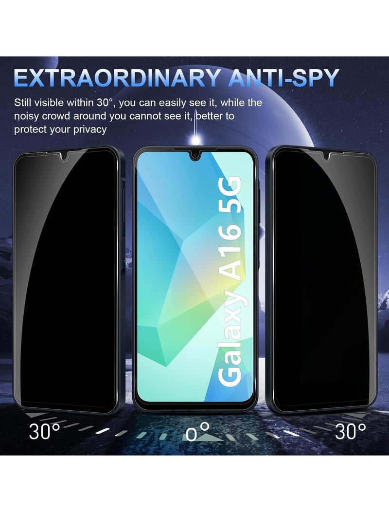 BORTONY Samsung Galaxy A16 Privacy Screen Protector Anti-Spy Pack of 2 Tempered Glass Privacy Screen 9H Hardness Easy to Install Compatible with Samsung Galaxy A16 4G/5G - Image 3
