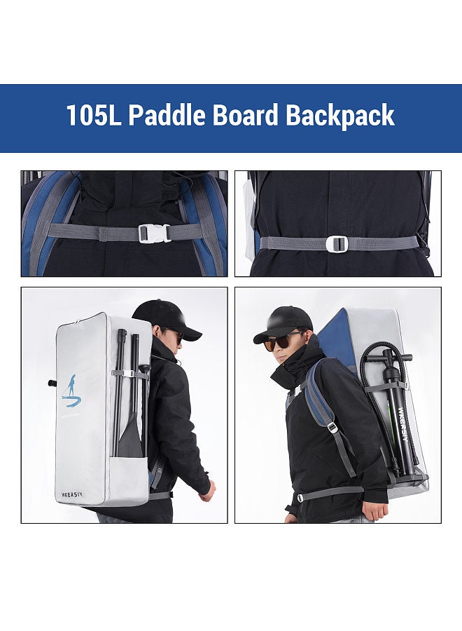 WKERSIY 105L Paddle Board Backpack Waterproof Large Capacity Portable Oxford Cloth SUP Surfboard Bag  - Image 4