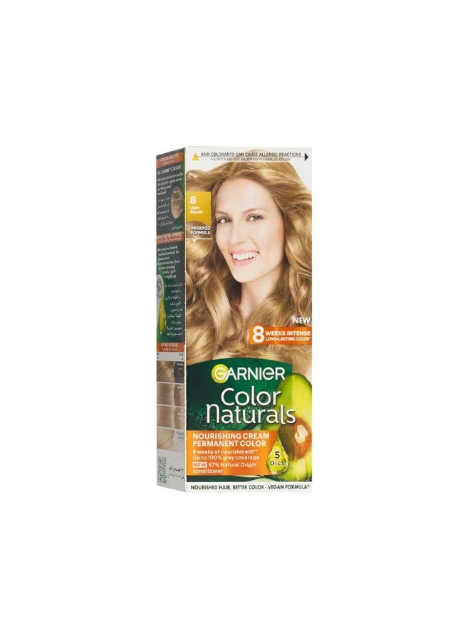 garnier Color Naturals Nourishing Permanent Hair Color, Natural Long-Lasting 8.0 - Light Blonde - Image 1