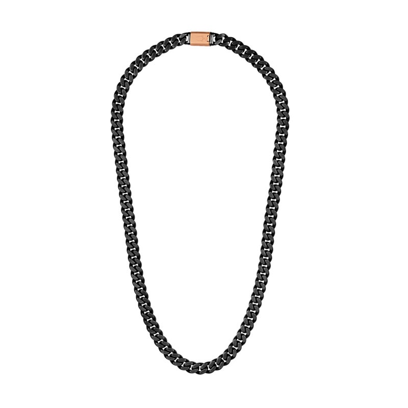 Bulova Jewelry Mens Latin Grammy 10mm Brushed and Polished Gunmetal Curb Chain Stainless Steel Necklace Length 24 StyleBVC1069GRSTNA - Image 2