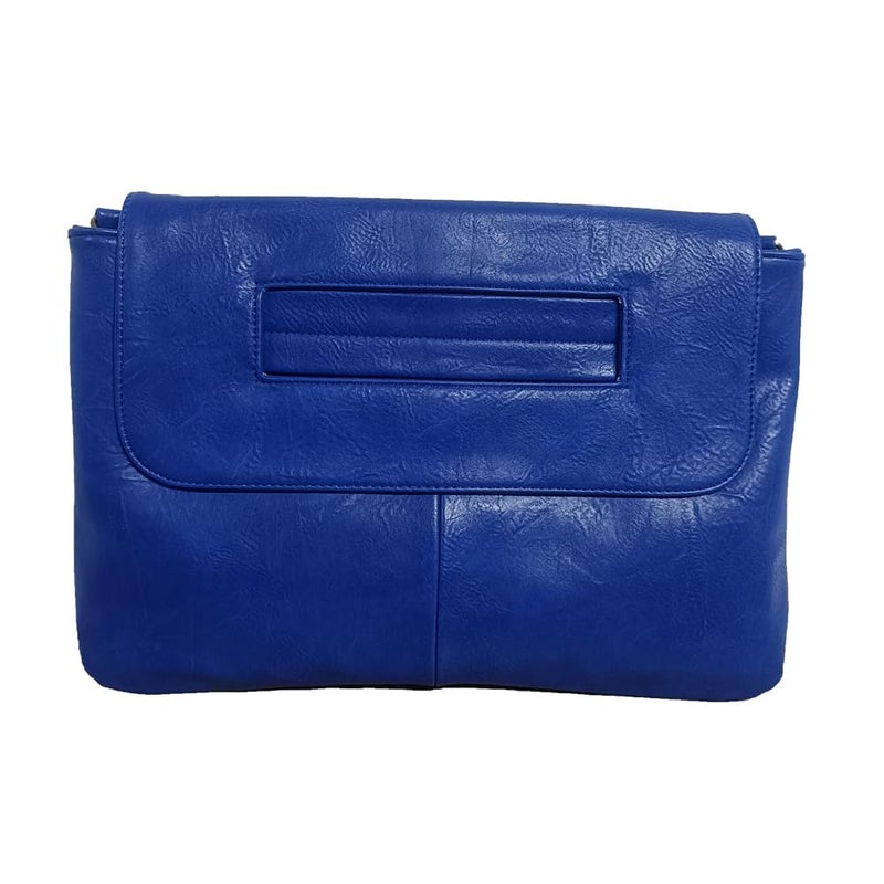 NIGEDU Women Handbags PU Leather Female Clutch Handbag Messenger Bag Large Solid High Capacity (Matte Blue) - Image 1