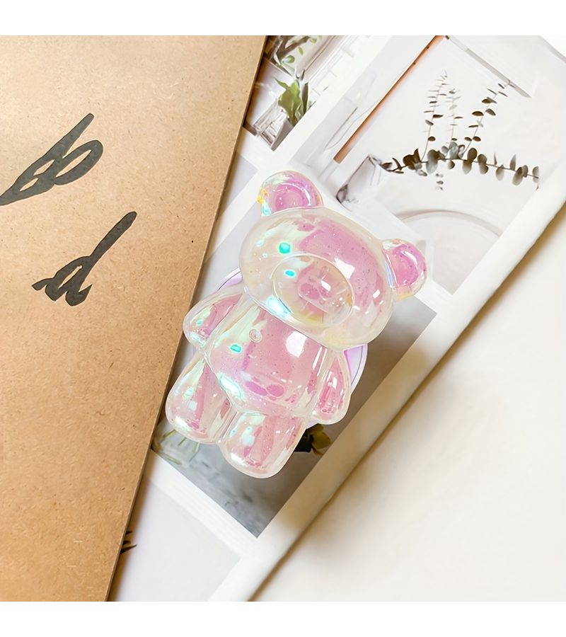 1pc Pink Bear 3D Laser Glitter Phone Holder Stand Desktop Lazy Gift For Friends - Image 4