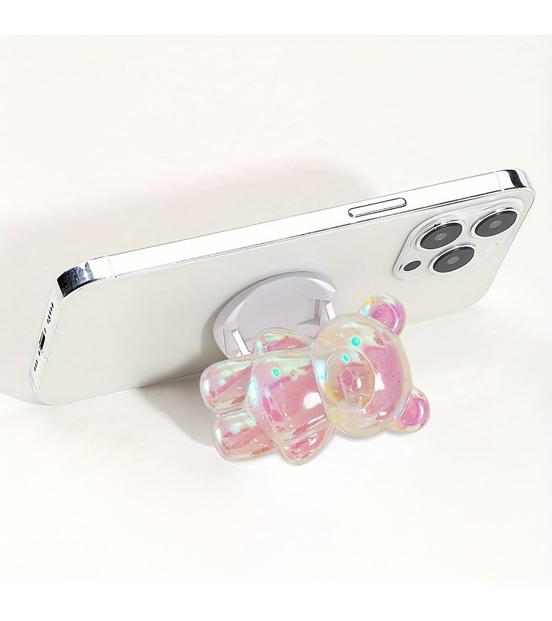 1pc Pink Bear 3D Laser Glitter Phone Holder Stand Desktop Lazy Gift For Friends - Image 5