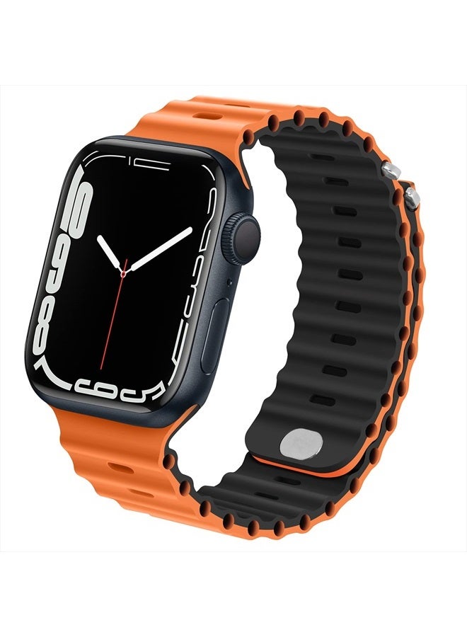 Anlinser Bands Compatible with Apple Watch Band 49mm 45mm 44mm 42mm 41mm 40mm 38mm, Adjustable Loop Designed for Apple Watch Ultra 2/Ultra SE Series 9 8 7 6 5 3(41mm/40mm/38mm, Orange/Black) - Image 1