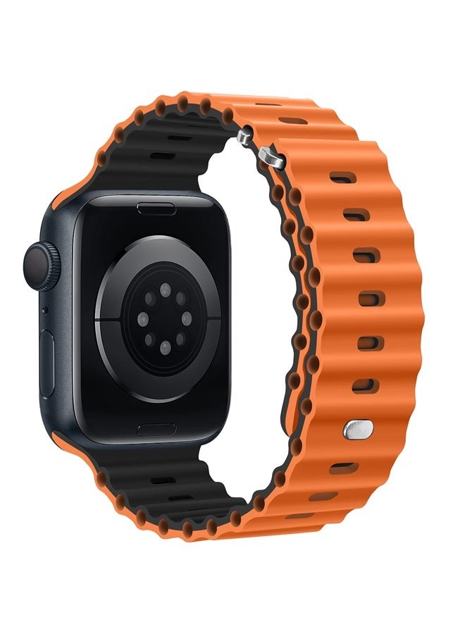Anlinser Bands Compatible with Apple Watch Band 49mm 45mm 44mm 42mm 41mm 40mm 38mm, Adjustable Loop Designed for Apple Watch Ultra 2/Ultra SE Series 9 8 7 6 5 3(41mm/40mm/38mm, Orange/Black) - Image 2