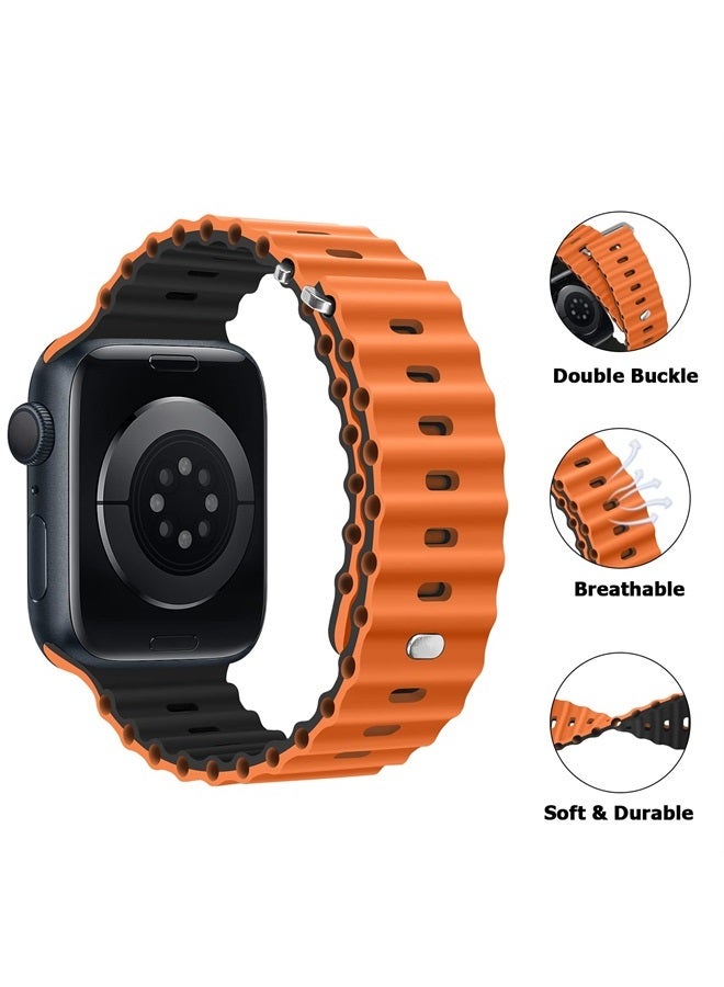 Anlinser Bands Compatible with Apple Watch Band 49mm 45mm 44mm 42mm 41mm 40mm 38mm, Adjustable Loop Designed for Apple Watch Ultra 2/Ultra SE Series 9 8 7 6 5 3(41mm/40mm/38mm, Orange/Black) - Image 4
