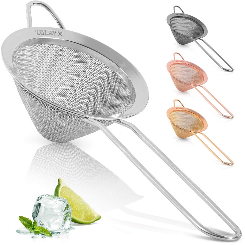 Zulay Kitchen Zulay Kitchen 304 Stainless Steel Fine Mesh Strainer For Kitchen - Sieve Sifters For Food, Tea, Rice, Oil, Noodles, Fruits, Vegetables - Rust-Proof, Easy to Clean Drink Strainer (Silver)  - Image 1