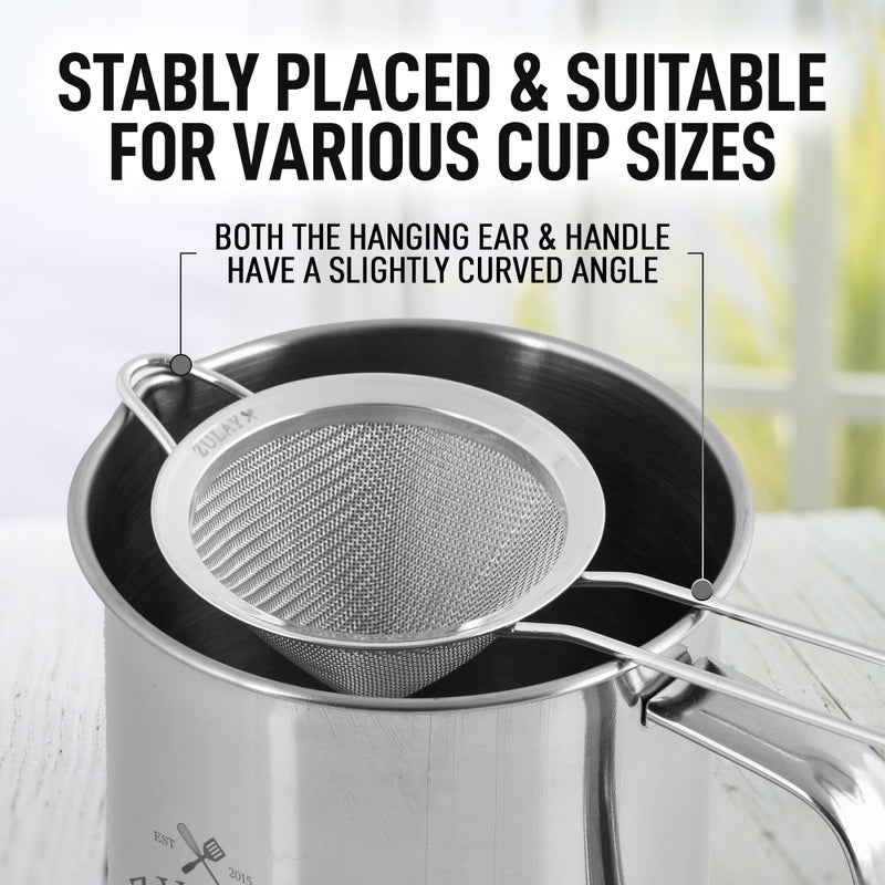 Zulay Kitchen Zulay Kitchen 304 Stainless Steel Fine Mesh Strainer For Kitchen - Sieve Sifters For Food, Tea, Rice, Oil, Noodles, Fruits, Vegetables - Rust-Proof, Easy to Clean Drink Strainer (Silver)  - Image 4