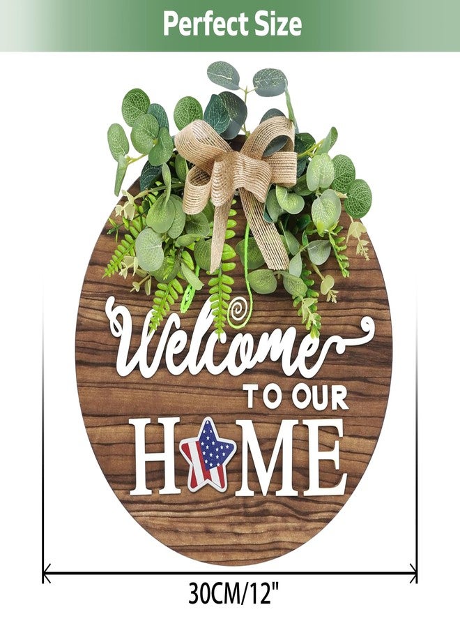 Gixie Home Interchangeable Seasonal Welcome Sign Front Door Decor, 12 Inch Round Wood Wreaths Wall Hanging Indoor Outdoor, Farmhouse, Rustic, Porch, for Spring Summer Fall All Seasons Holiday Home Decoration - Image 3