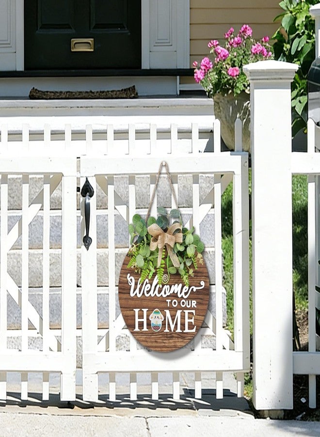 Gixie Home Interchangeable Seasonal Welcome Sign Front Door Decor, 12 Inch Round Wood Wreaths Wall Hanging Indoor Outdoor, Farmhouse, Rustic, Porch, for Spring Summer Fall All Seasons Holiday Home Decoration - Image 5