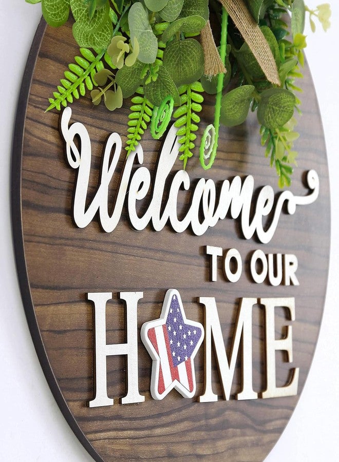 Gixie Home Interchangeable Seasonal Welcome Sign Front Door Decor, 12 Inch Round Wood Wreaths Wall Hanging Indoor Outdoor, Farmhouse, Rustic, Porch, for Spring Summer Fall All Seasons Holiday Home Decoration - Image 4