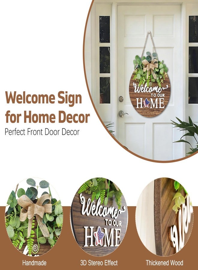 Gixie Home Interchangeable Seasonal Welcome Sign Front Door Decor, 12 Inch Round Wood Wreaths Wall Hanging Indoor Outdoor, Farmhouse, Rustic, Porch, for Spring Summer Fall All Seasons Holiday Home Decoration - Image 2