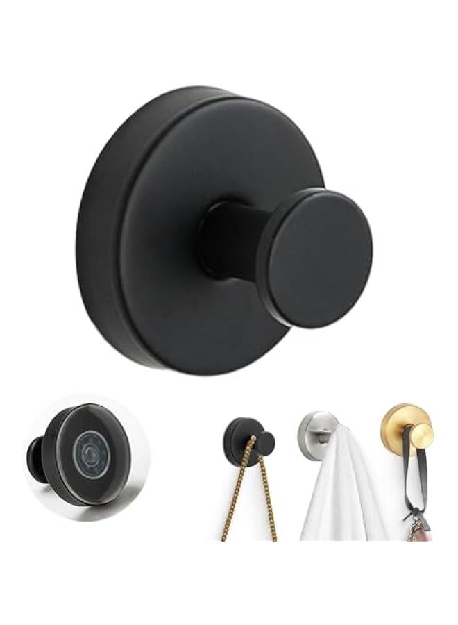Suction Cup Hooks,Upgrade Luxe Hold No-Drill Hooks,Stainless Steel Waterproof Suction Cup Hook for Doors Tile Mirrors,Rustproof Hook Holder for Showers Home Kitchen (Black, 1 PCS)  - Image 1